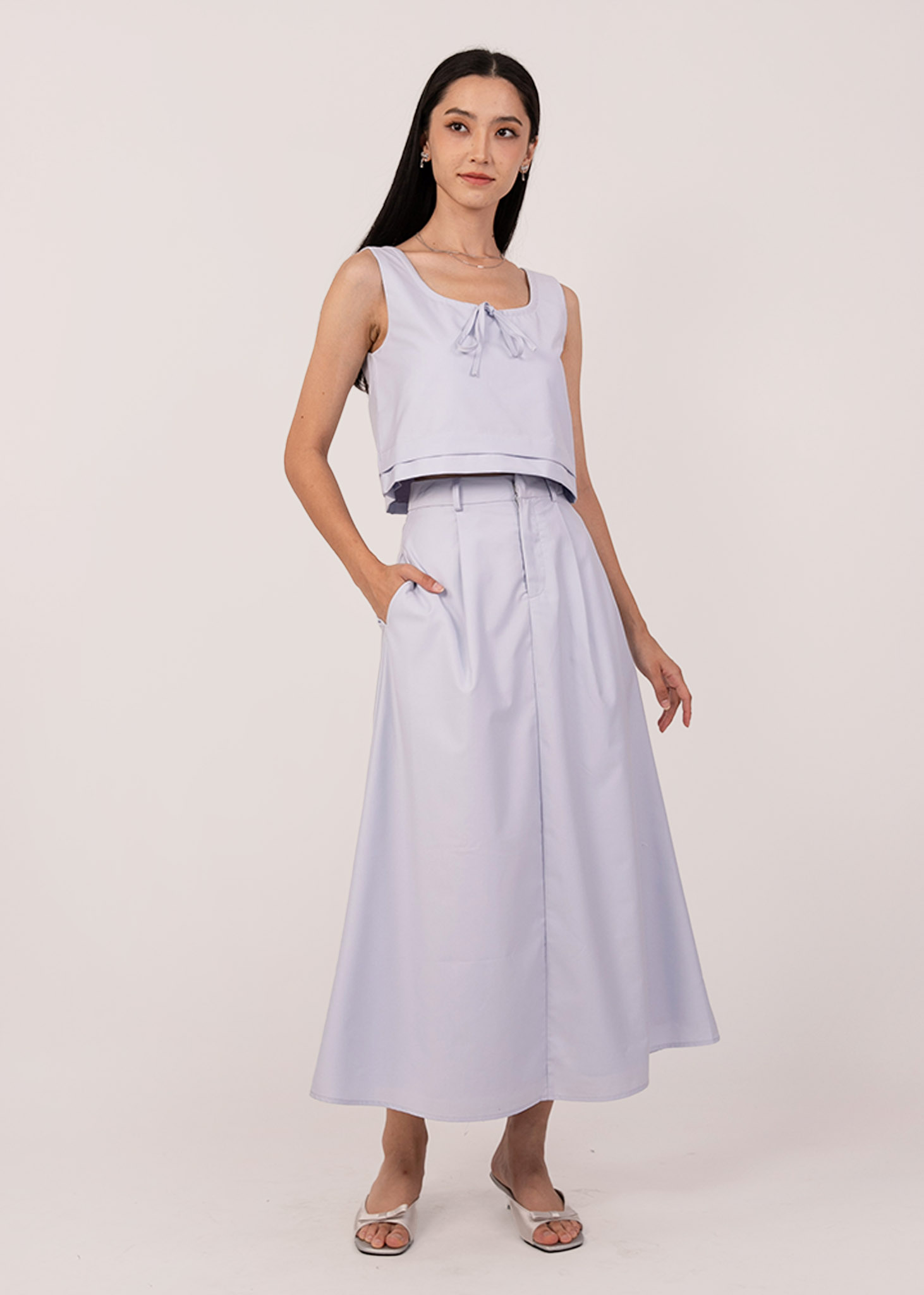 Aria Midi Skirt in Periwinkle Blue