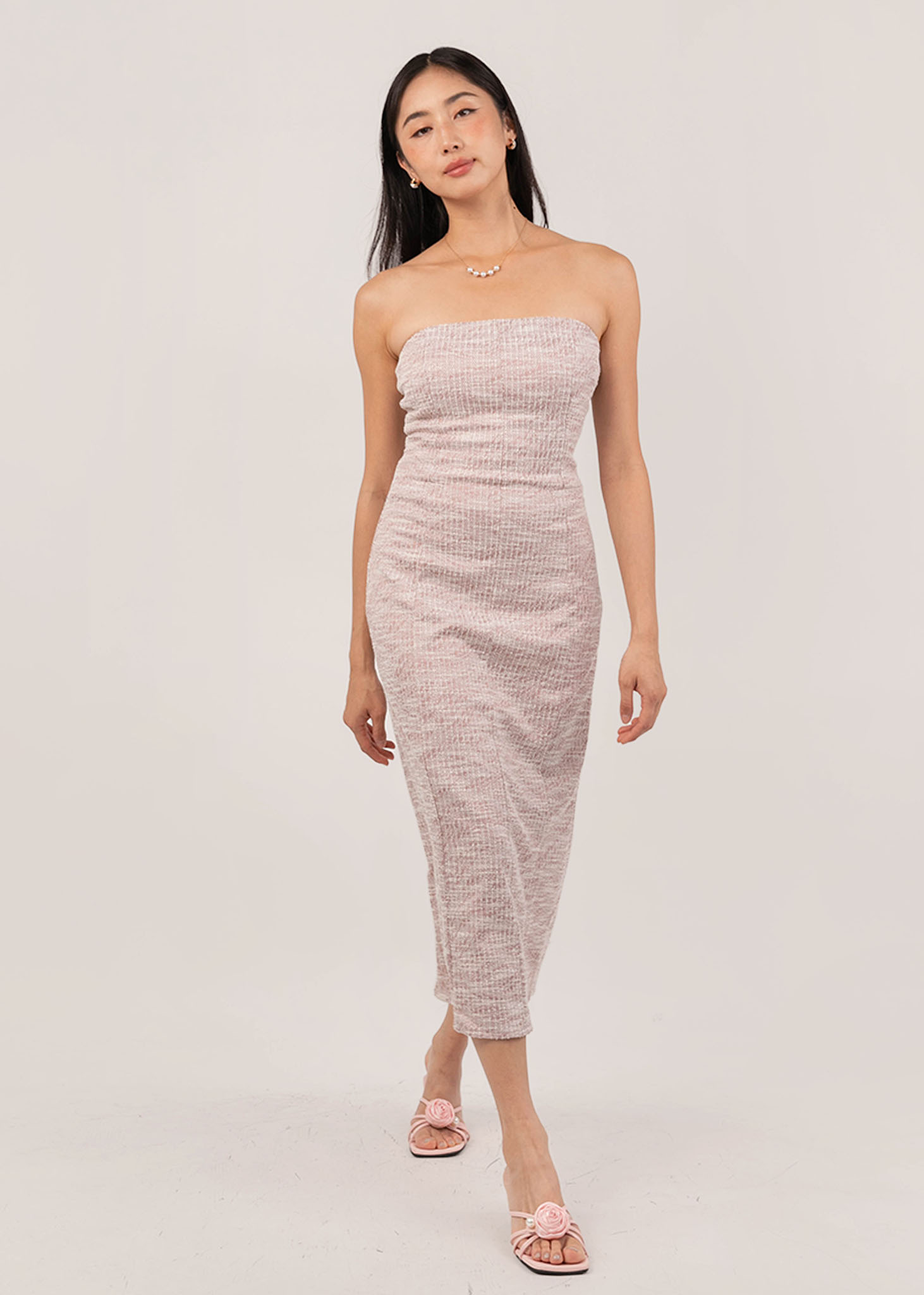 With Class Tweed Dress in Dusty Pink