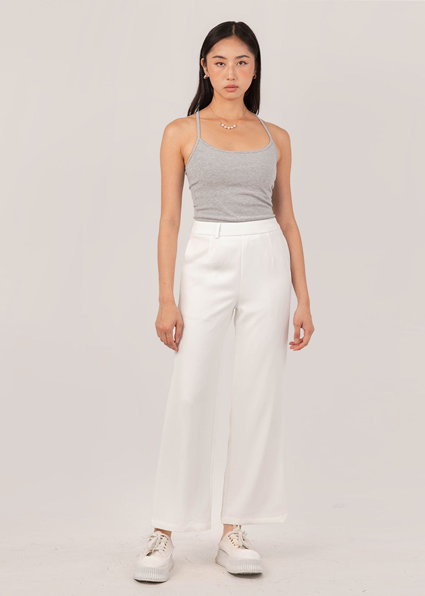 Refined Straight Cut Pants in White