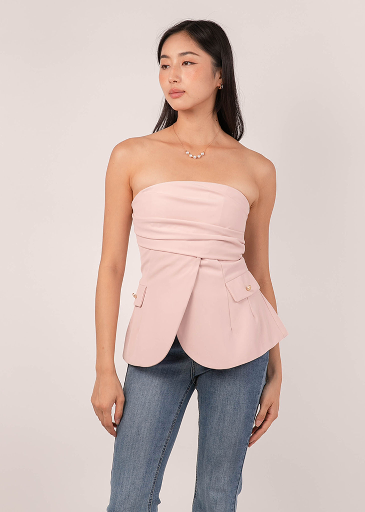 Radiant Ruched 2 Way Top in Soft Pink