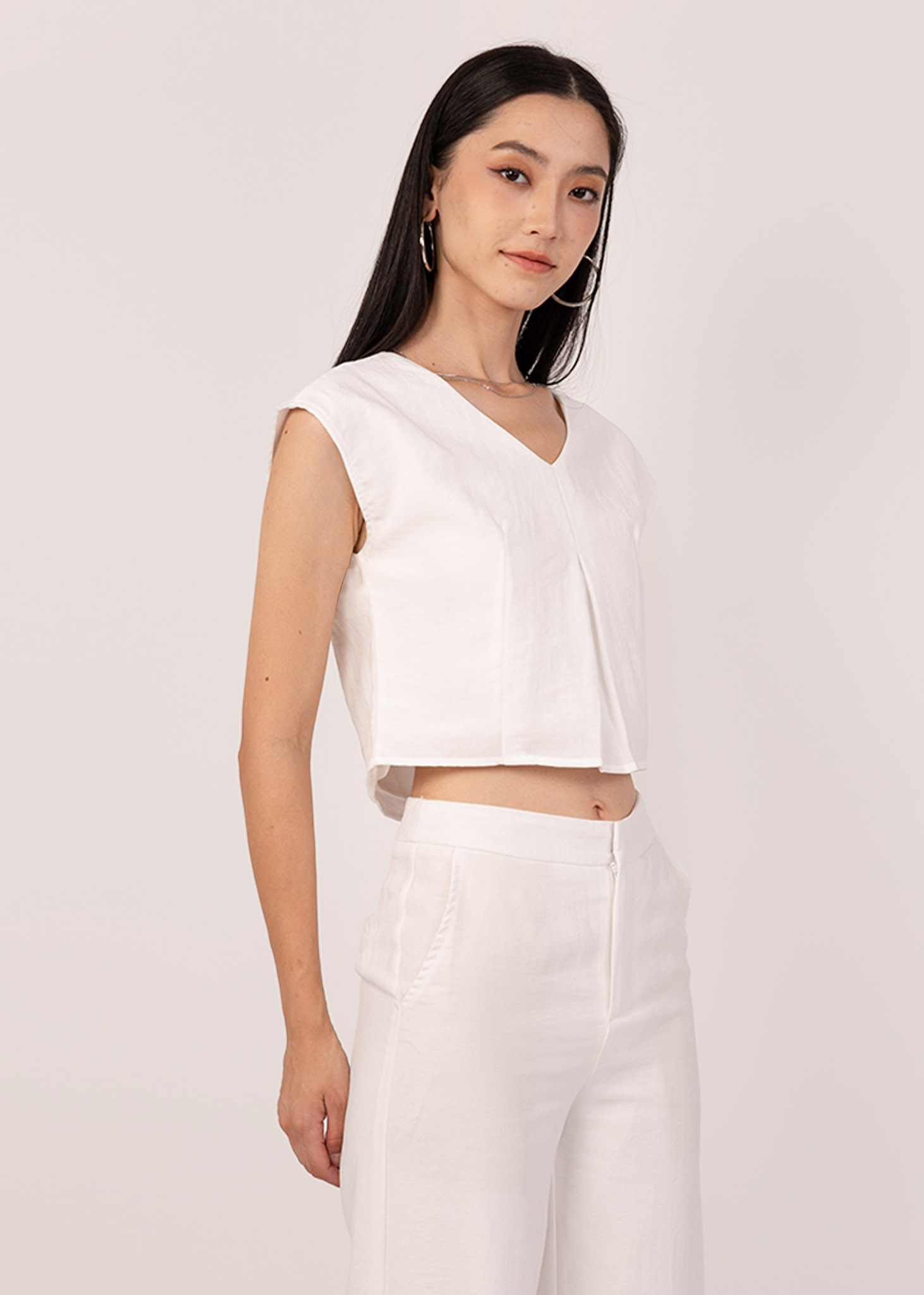 Workday Linen Boxy Top in White