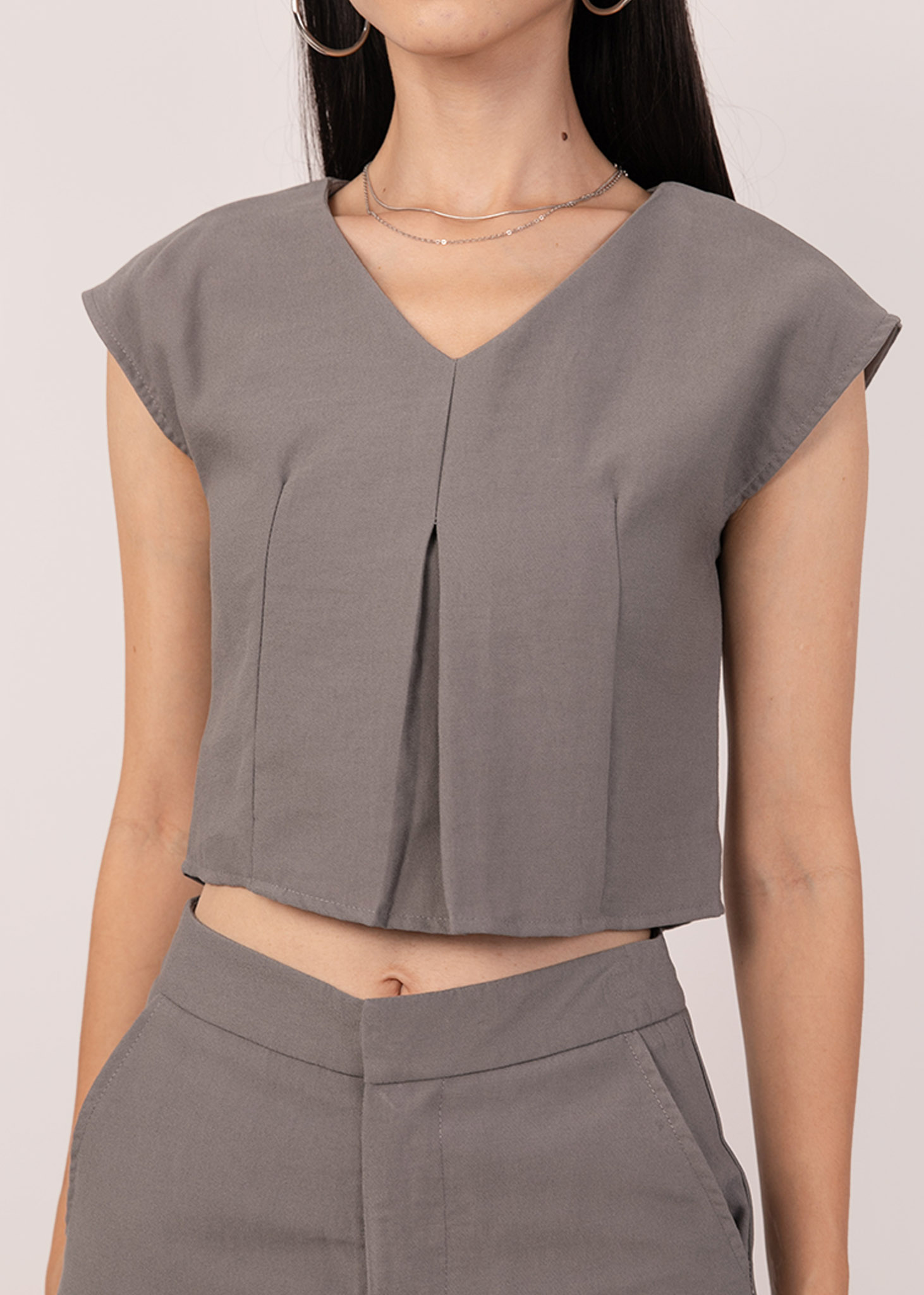 Workday Linen Boxy Top in Grey