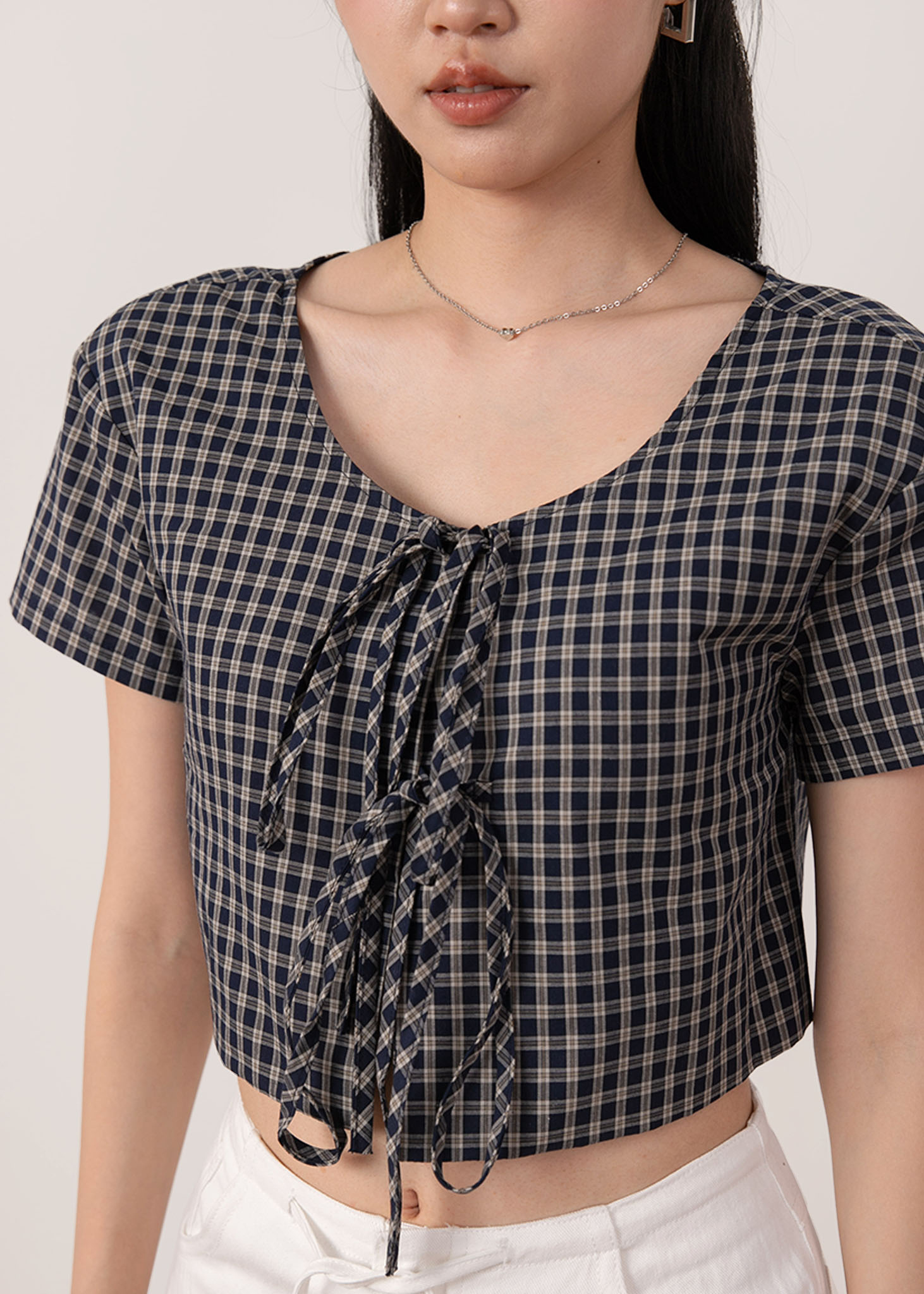 Plaid Perfection Boxy Top in Checkered Navy 