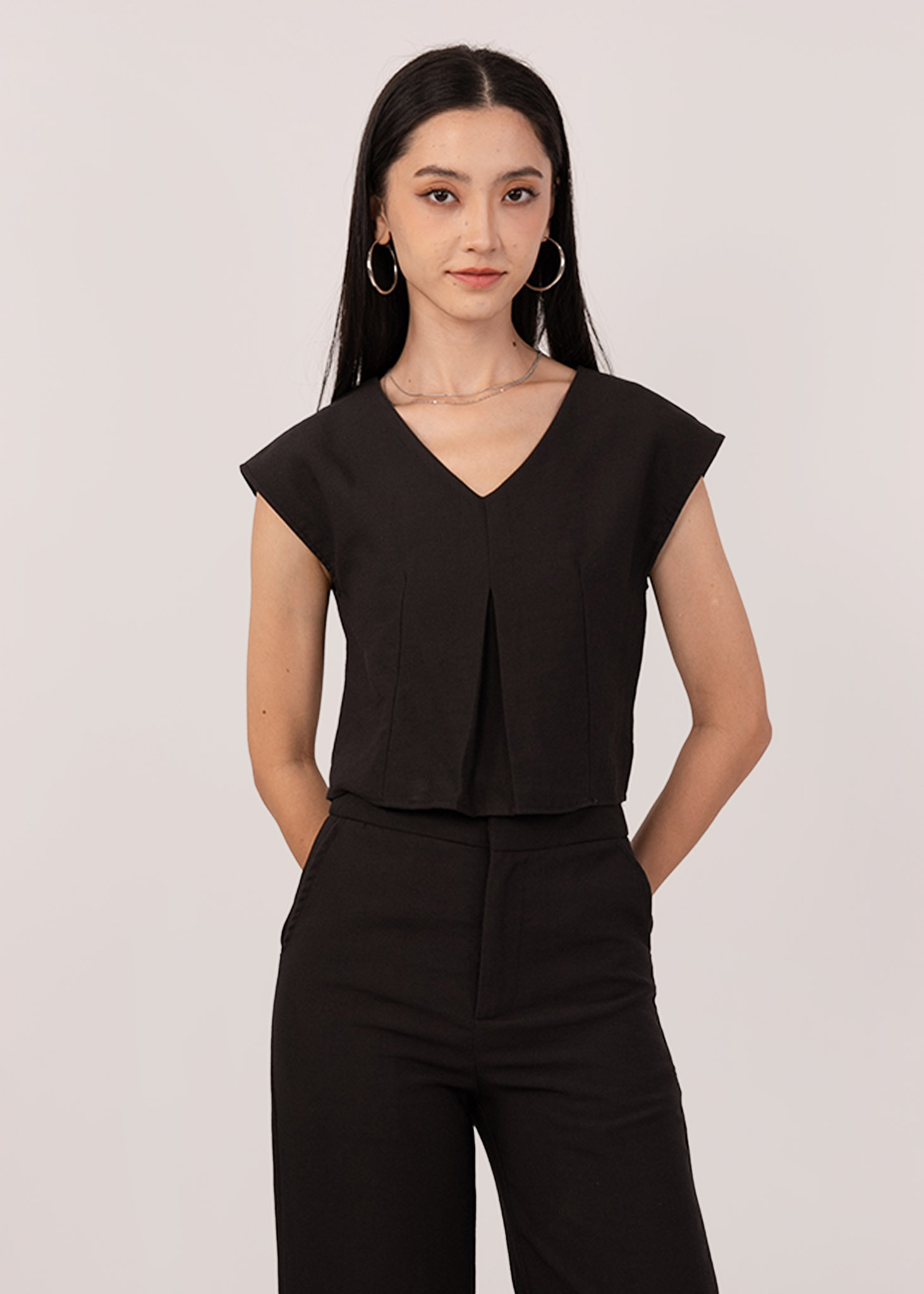 Workday Linen Boxy Top in Black