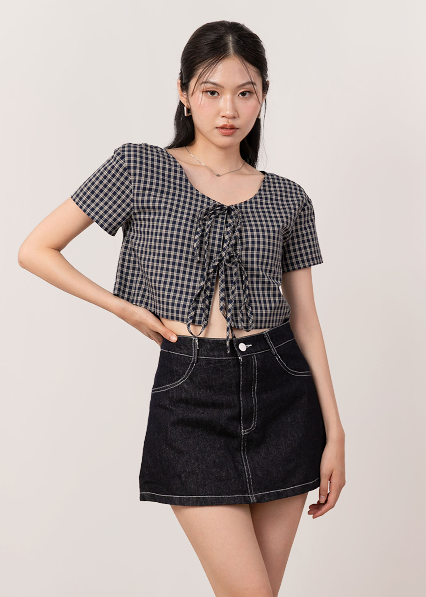 Plaid Perfection Boxy Top in Checkered Black