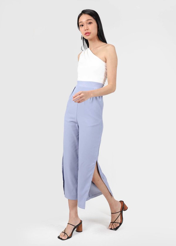 Athena Toga Colorblock Jumpsuit in White X Periwinkle #6stylexclusive
