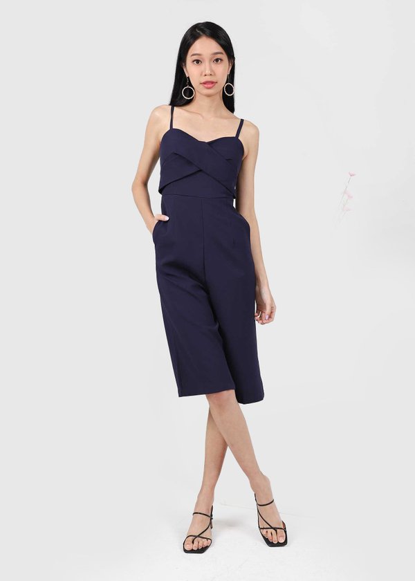 Karther 3/4 Padded Jumpsuit in Navy #6stylexclusive
