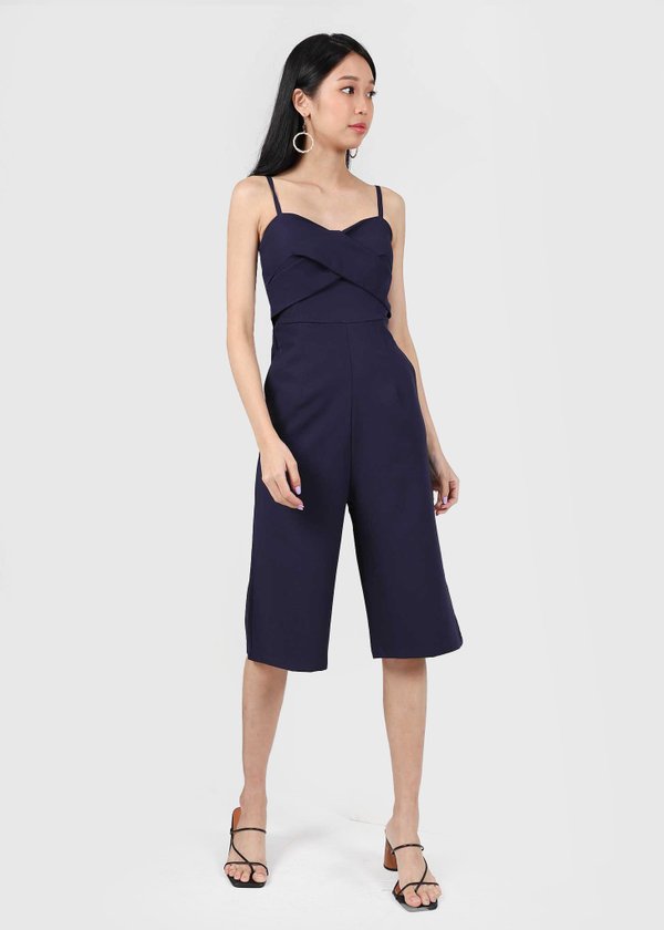 Karther 3/4 Padded Jumpsuit in Navy #6stylexclusive