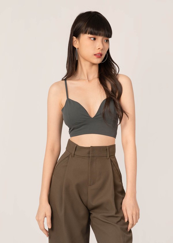 Solid Form Bralet Cross Back Top in Graphite 