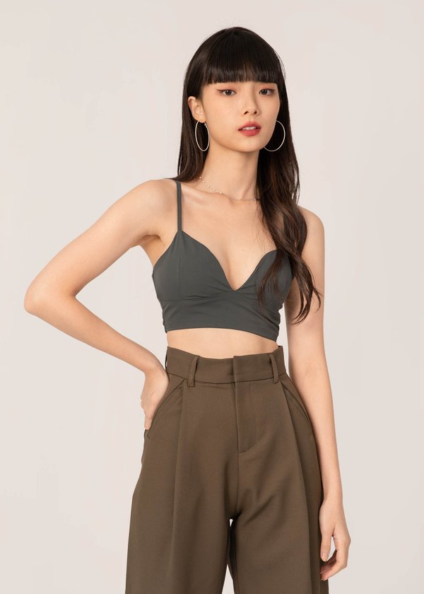 Solid Form Bralet Cross Back Top in Graphite 