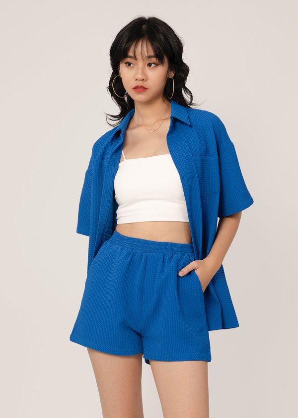 Main Girl Waffles Knit Set in Electric Blue 