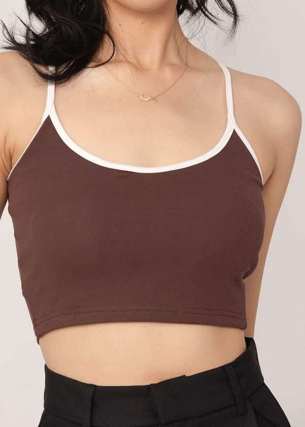 Likes For You Cross Back Padded Top in Chocolate Brown