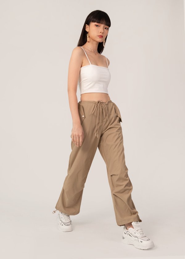 To the Streets Parachute Pants in Khaki 