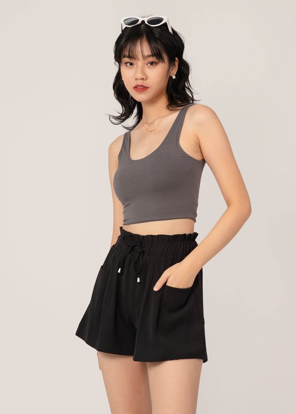 Feel The Comfort Paperbag Shorts in Black