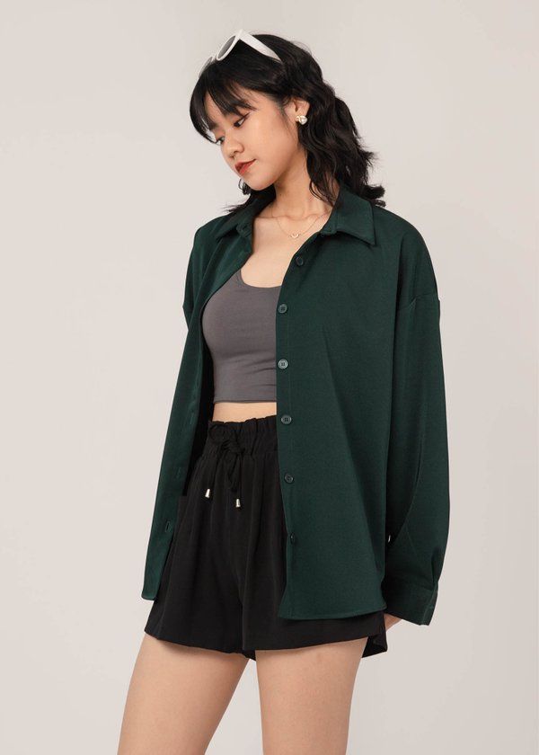 Be Obsessed Oversized Shirt in Emerald Green