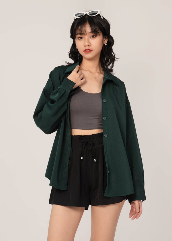 Be Obsessed Oversized Shirt in Emerald Green