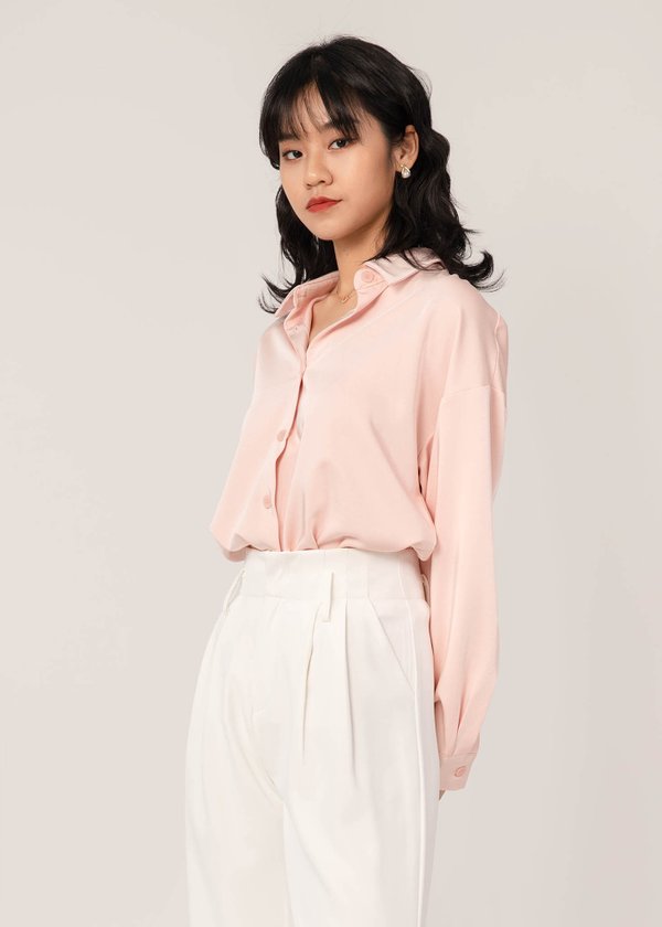 Be Obsessed Oversized Shirt in Petal Pink