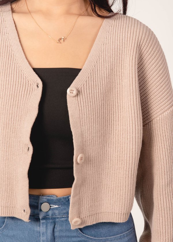 Now And Then Cardigan in Dusty Taupe