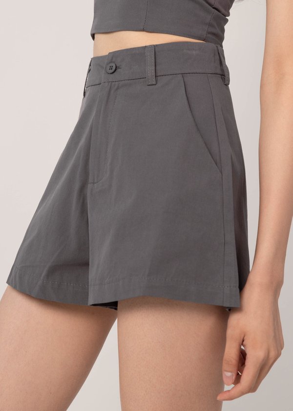 Her Vibes Linen Shorts in Stone Grey