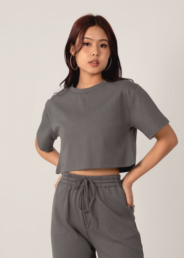 Relaxed Fit Boxy Top in Stone Grey