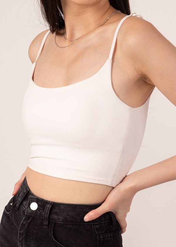 Lea Padded Spag Top in White (ECO Edition)