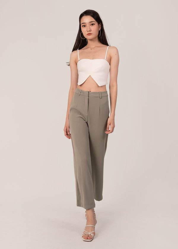 City Girl Straight Cut Pants In Heather Sage
