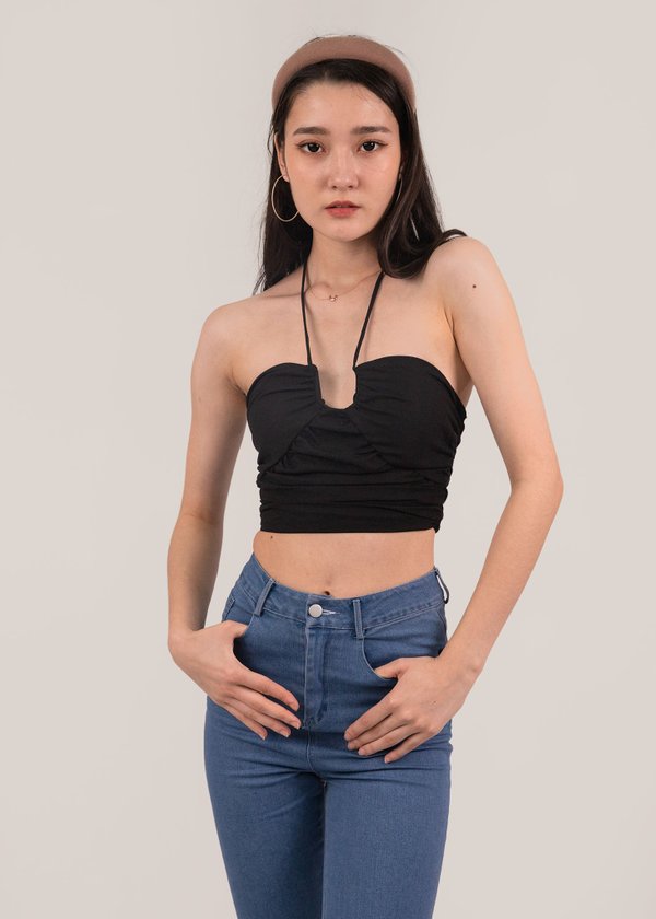 What's Up Ruched Top in Black