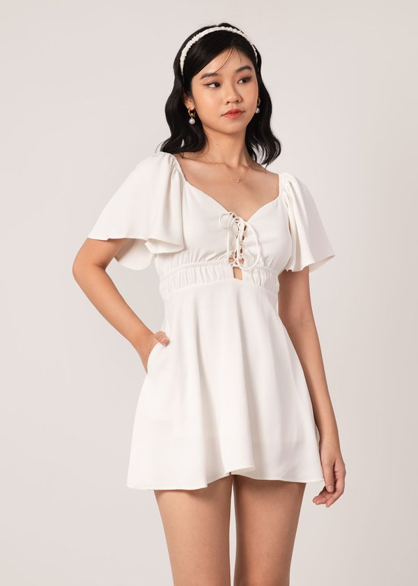 Forever Young Flutter Dress in White