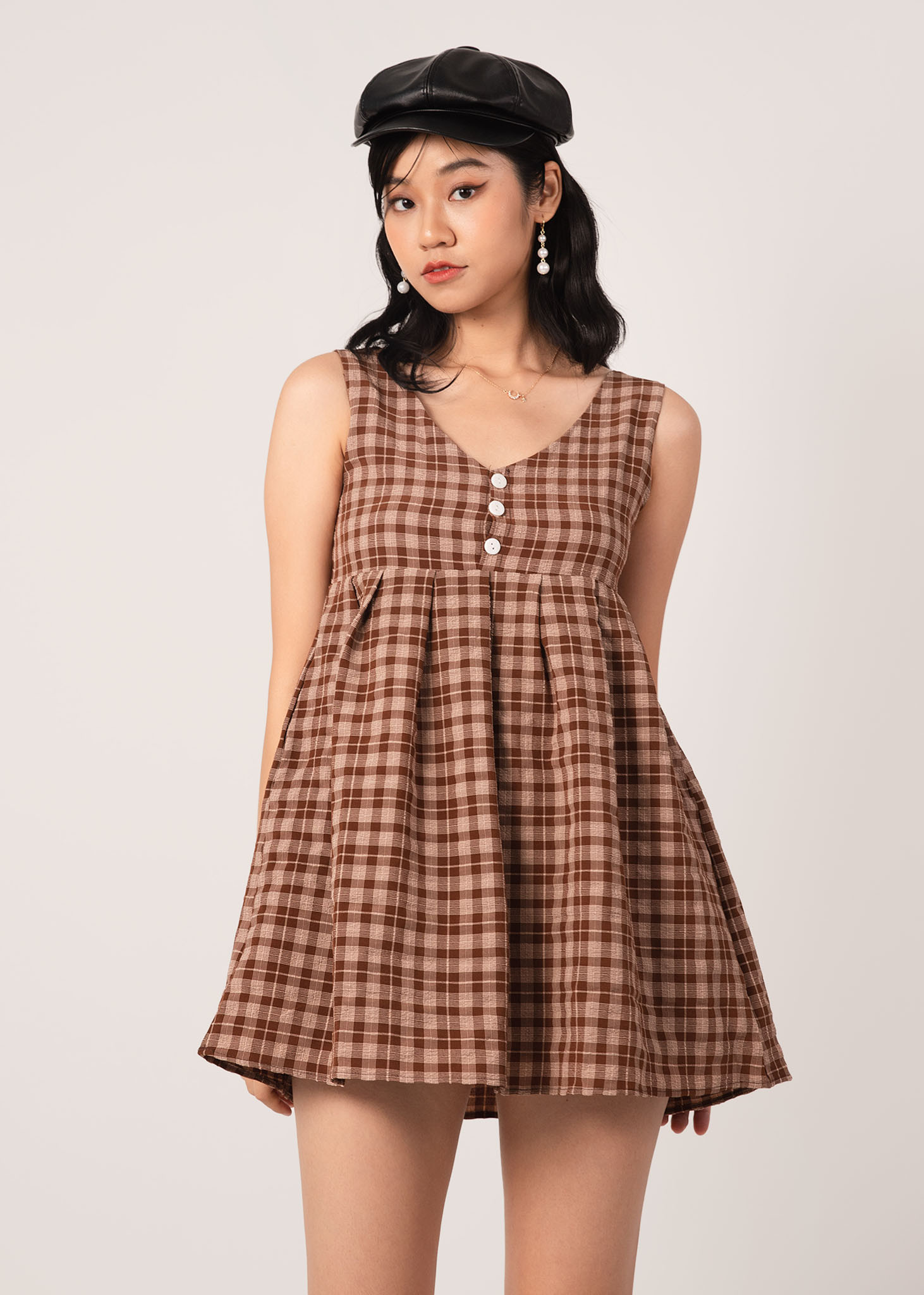 Checkered babydoll dress best sale