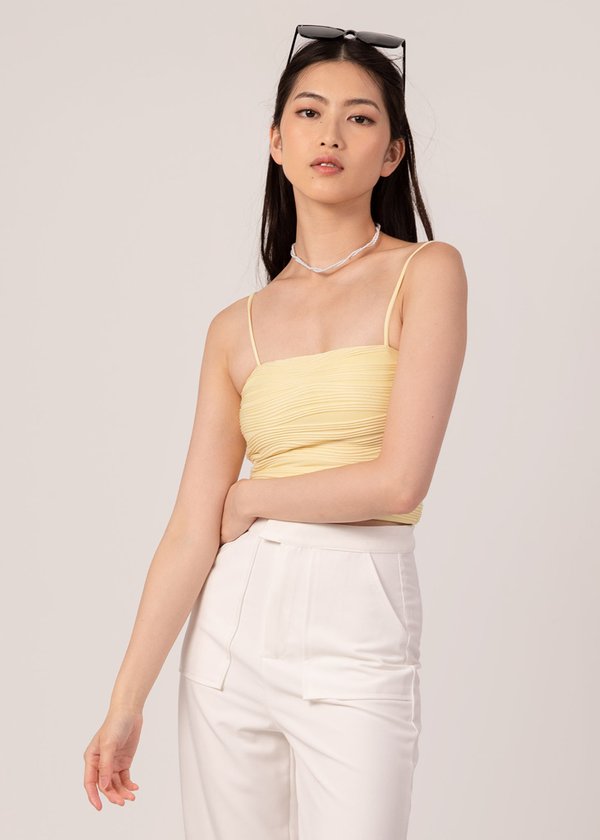 Steal The Look Textured Padded Top In Buttercup Yellow