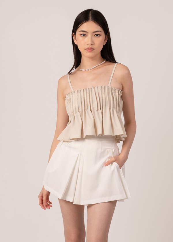 Love Poem Pleated Top In Sand