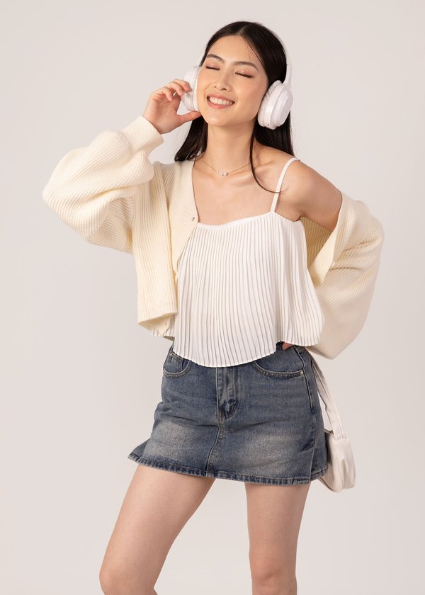 Blossom Pleated Top In White
