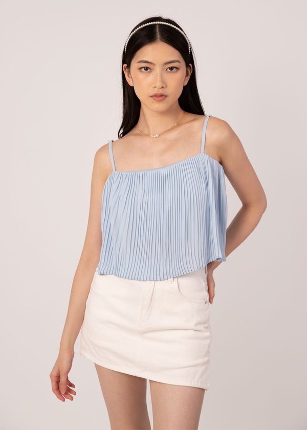Blossom Pleated Top In Baby Blue