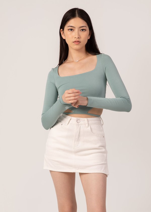 Not your basic Sleeve Criss Cross Top in Gum Green