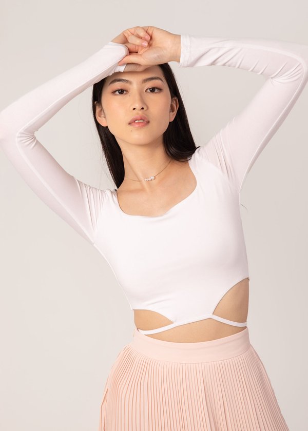 Not Your Basic Sleeve Criss Cross Top in White