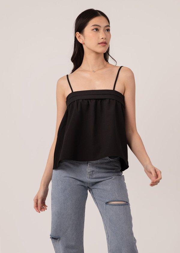 Anywhere With You Fowy Top in Black 