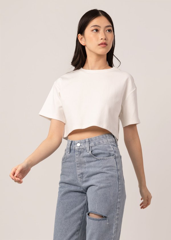 Relaxed Fit Boxy Top in White
