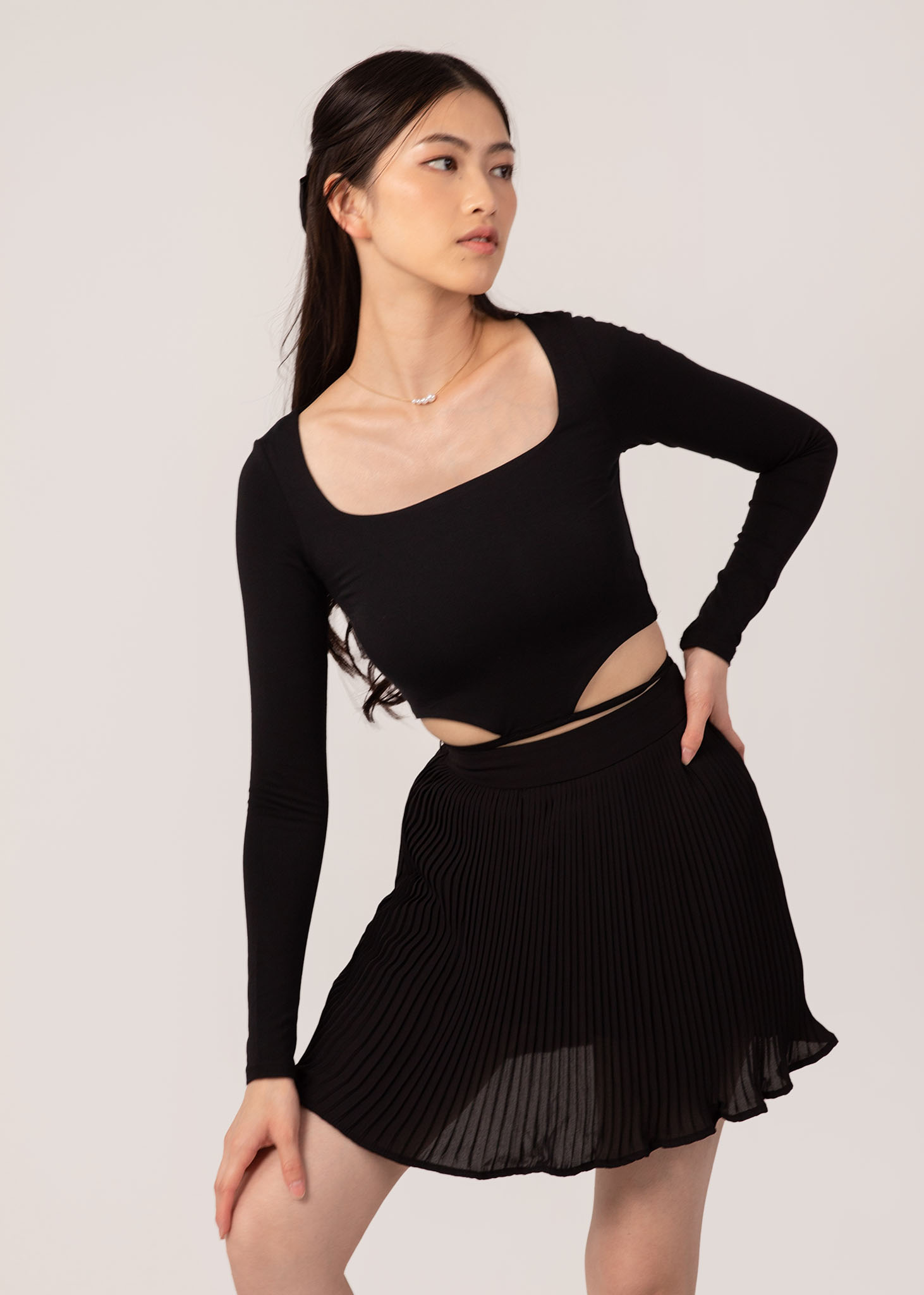 Not Your Basic Sleeve Criss Cross Top in Black | 6STYLE