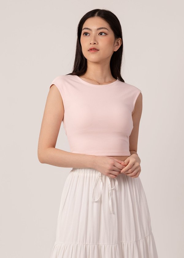 New Era Girl Backless Top In Soft Pink