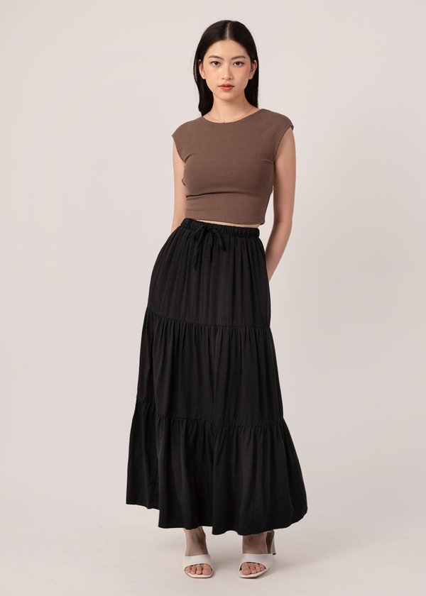 Twirling Diva Midi Skirt in Black