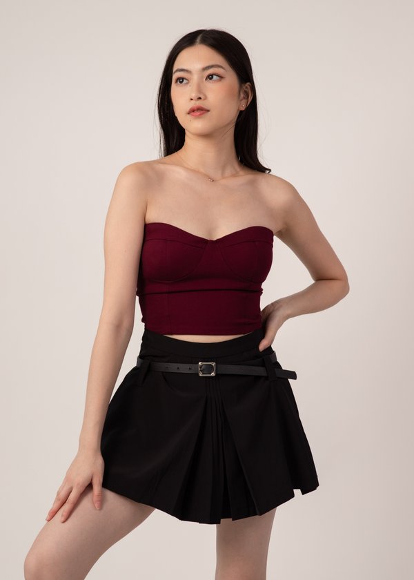 The Sweetest Bustier Top in Wine Red