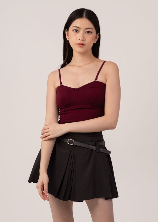 The Sweetest Bustier Top in Wine Red