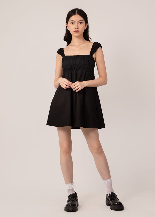Princess Ruched Dress in Black