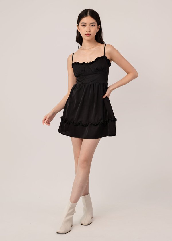 Dancing Swan Ruffles Dress In Black