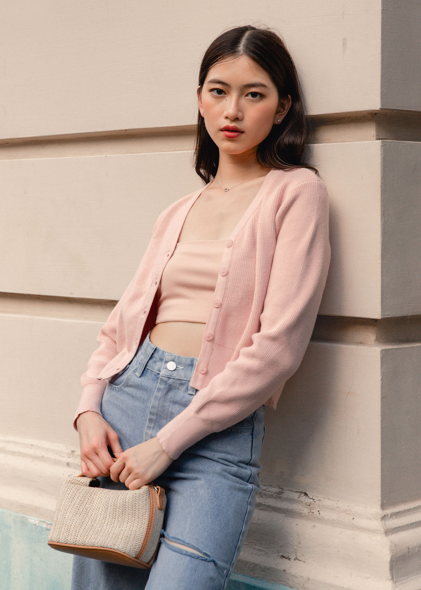 Pink Cardigan And Jeans In My Comfort Zone Cardigan In Pink