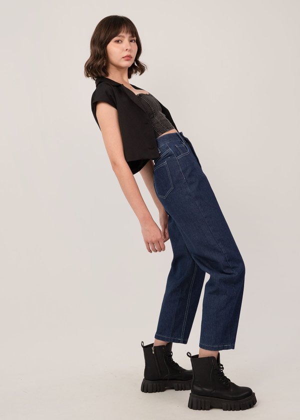Rise To Fame Denim Baggy Jeans in Dark Navy