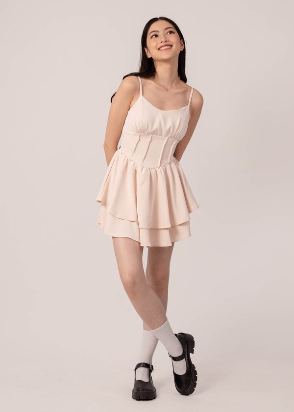 Love Story Straps Corset Playsuit in Soft Pink
