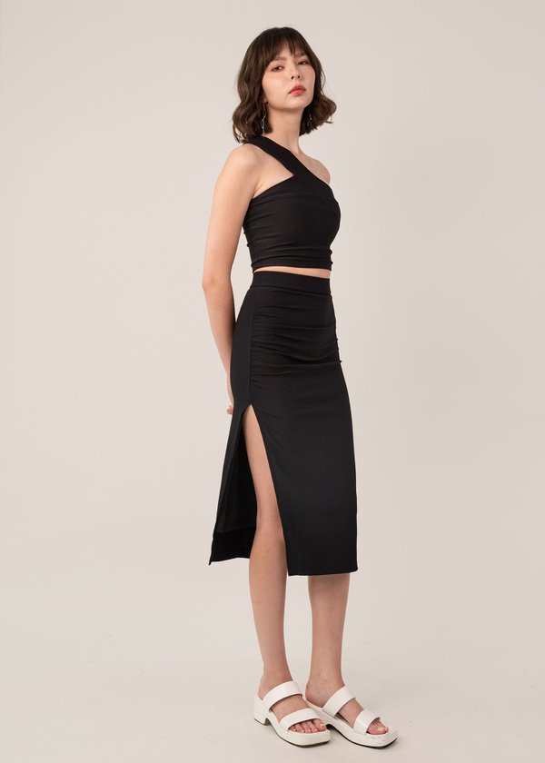 Business Class Bodycon Slit Skirt in Black