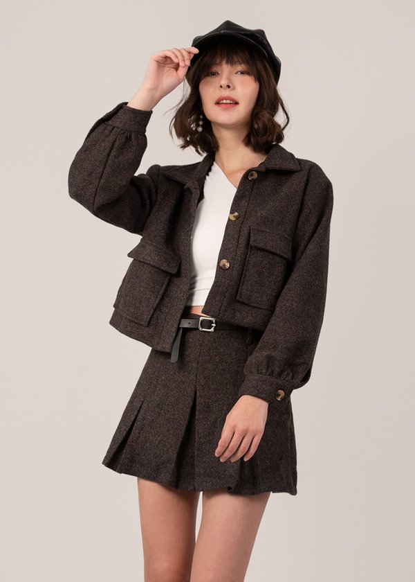 It's Fall Boxy Wool Jacket in Graphite Grey