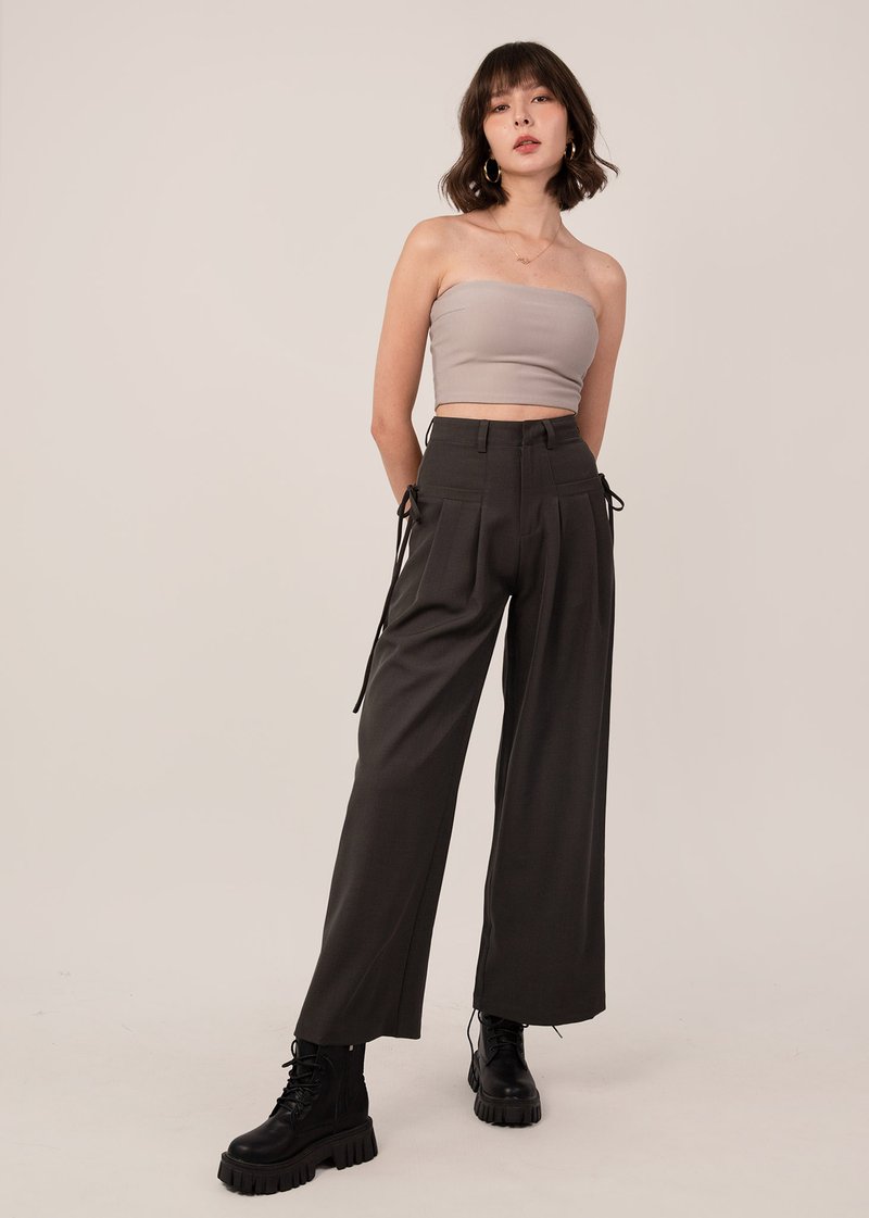 Wear with Style Wide Legged Pants in Forest Black | 6STYLE